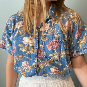 Floral Denim Button Up